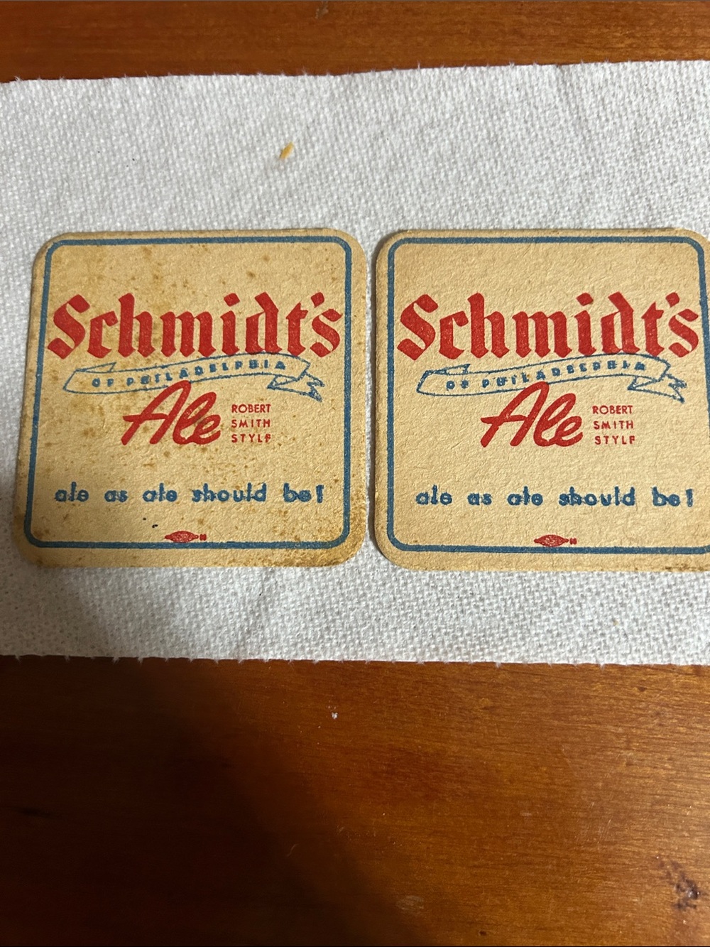 Vintage Schmidt’s of Philadelphia Ale coaster pair